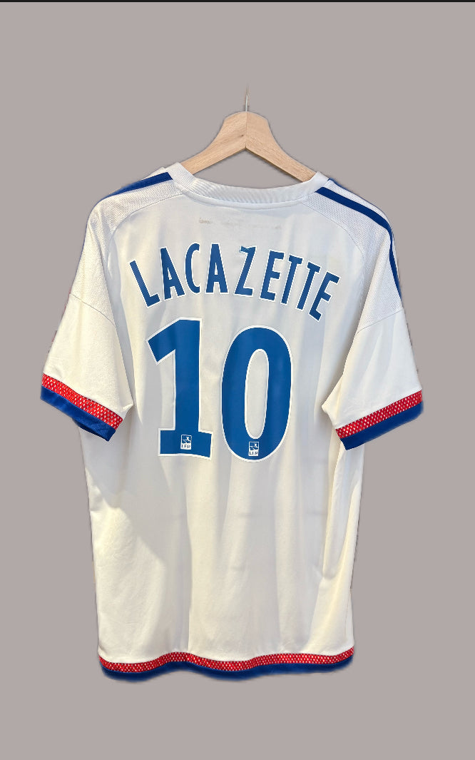 Authentic Lacazette #10 Olympique Lyon 2015-16 Home Football Shirt