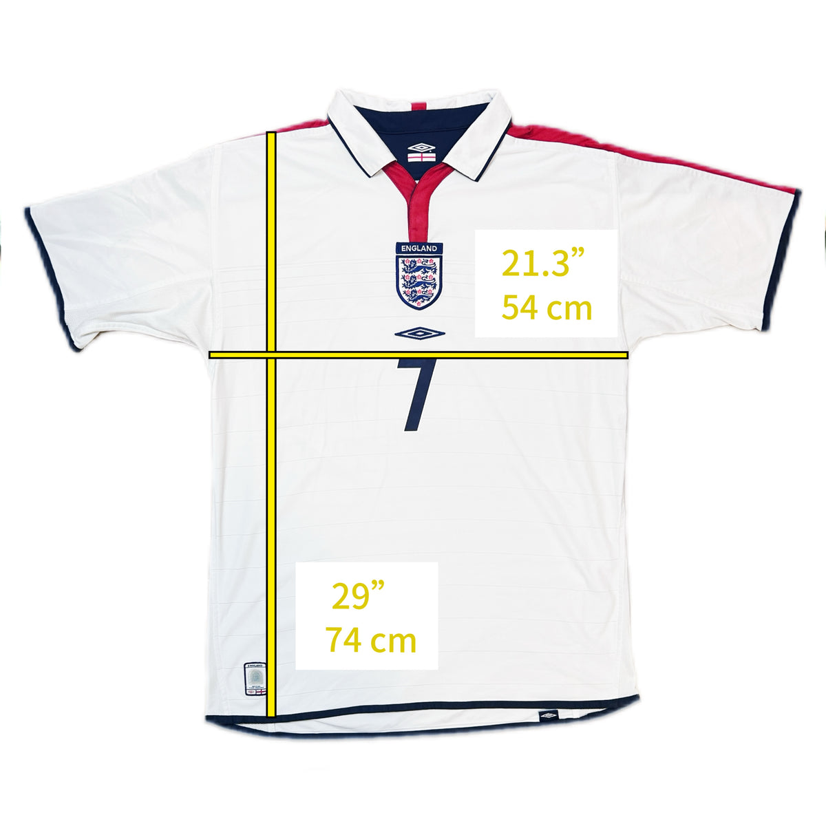 Authentic Beckham #7 England 2003-05 Home Football