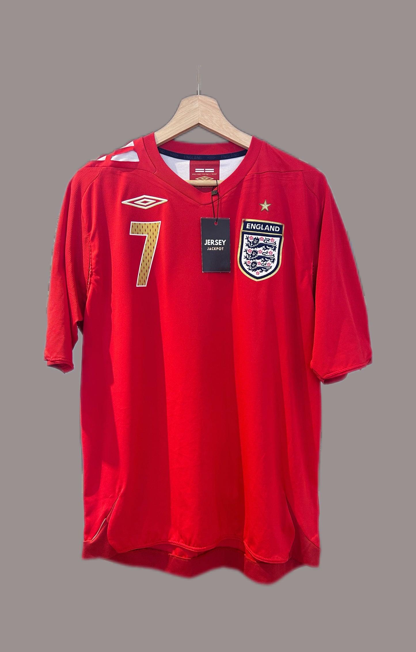 Authentic Beckham #7 England 2006-08 Away Football T-Shirt