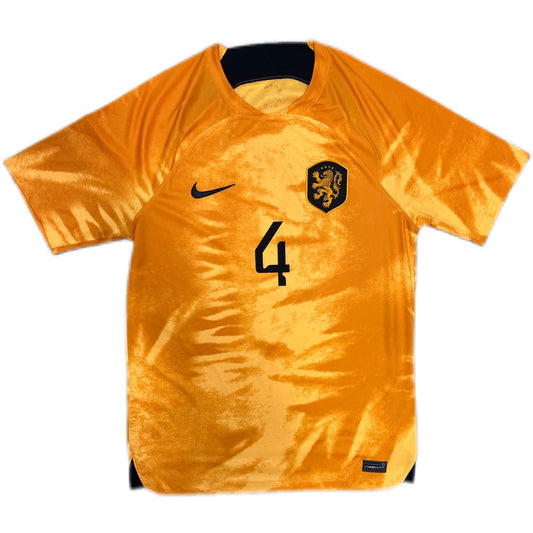 Authentic Virgil #4 Netherlands 2022-23 Home Football