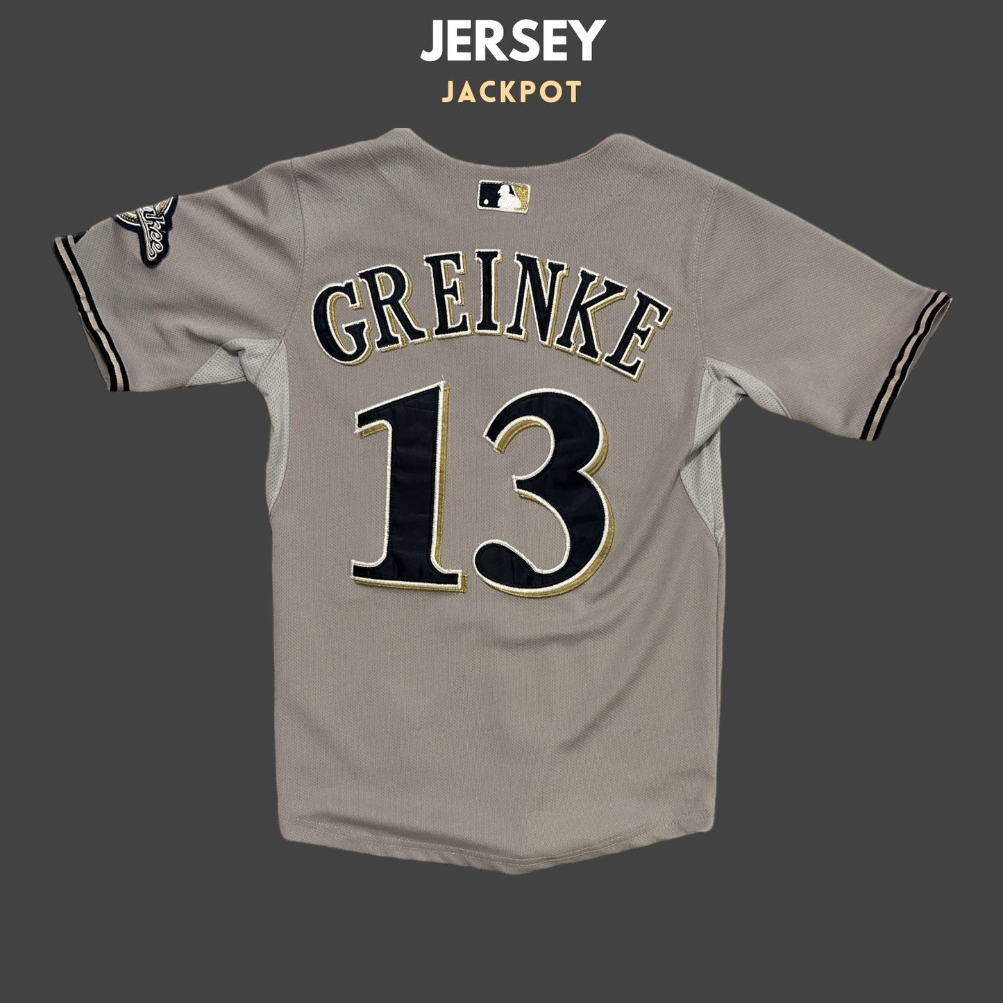 Vintage Greinke Milwaukee Brewers 2018 Grey Baseball Shirt