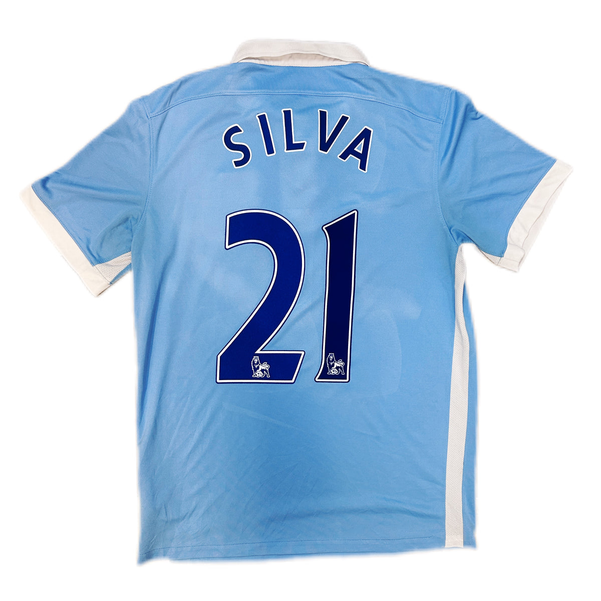 Authentic Silva #21 Manchester City 2015-16 Home Fooball