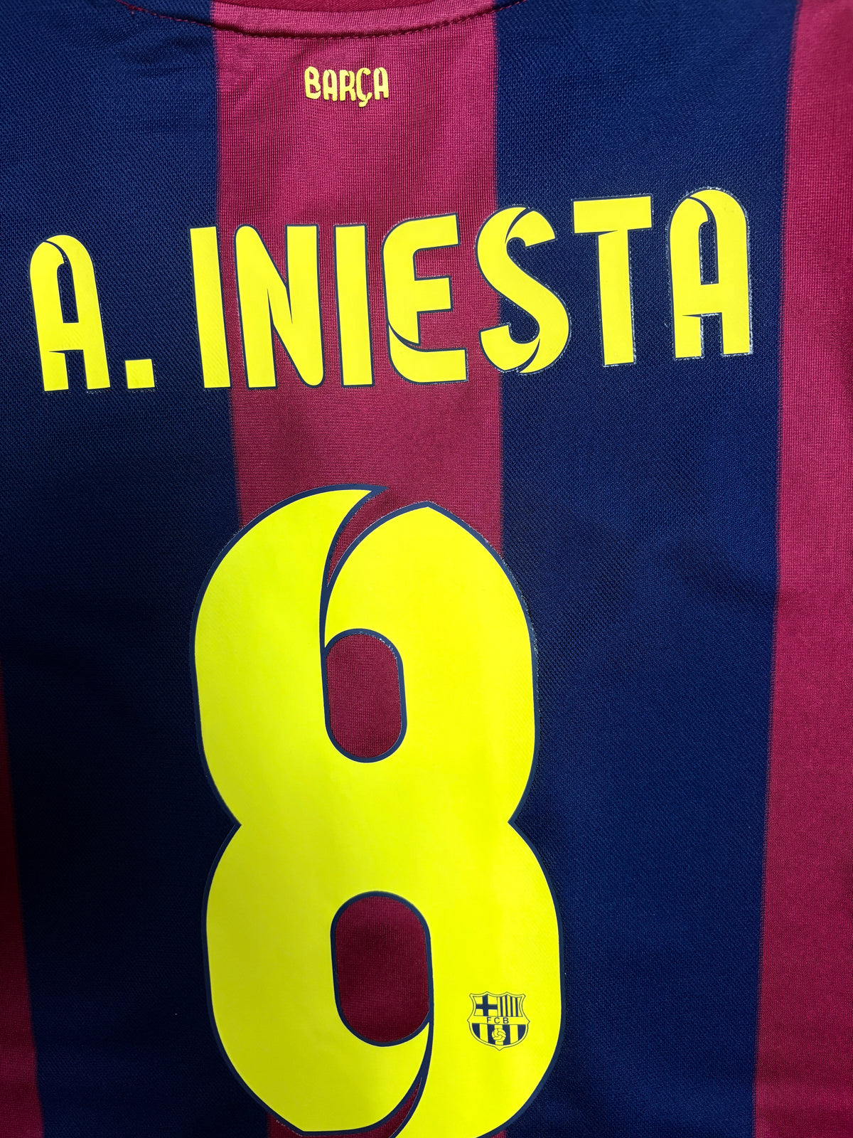 Authentic A. Iniesta #8 Barcelona 20013-2014 home Football