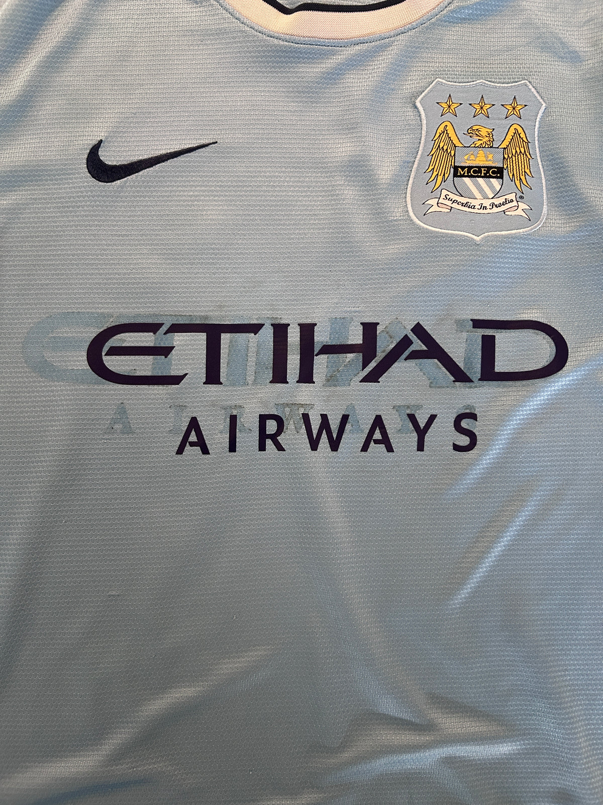 Authentic Toure Yaya #42 Manchester City 2013-14 Home Football