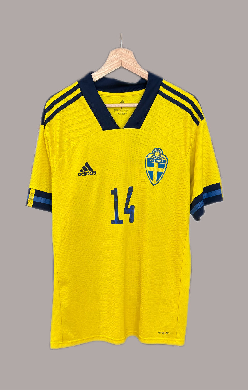 Authentic #14 Isak Sweden 2020/21 Home Football Jersey