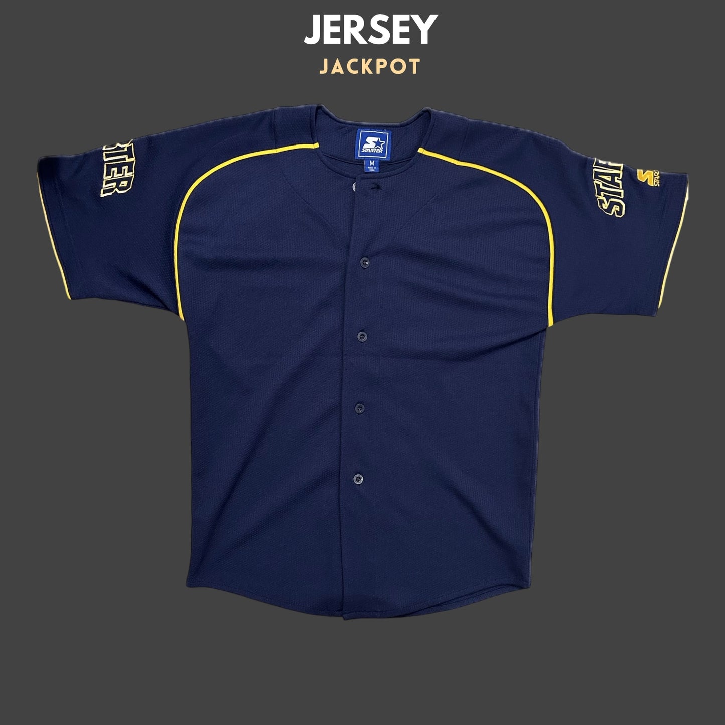 Vintage Plain Baseball Shirt Navy/Yellow Men‰۪s M