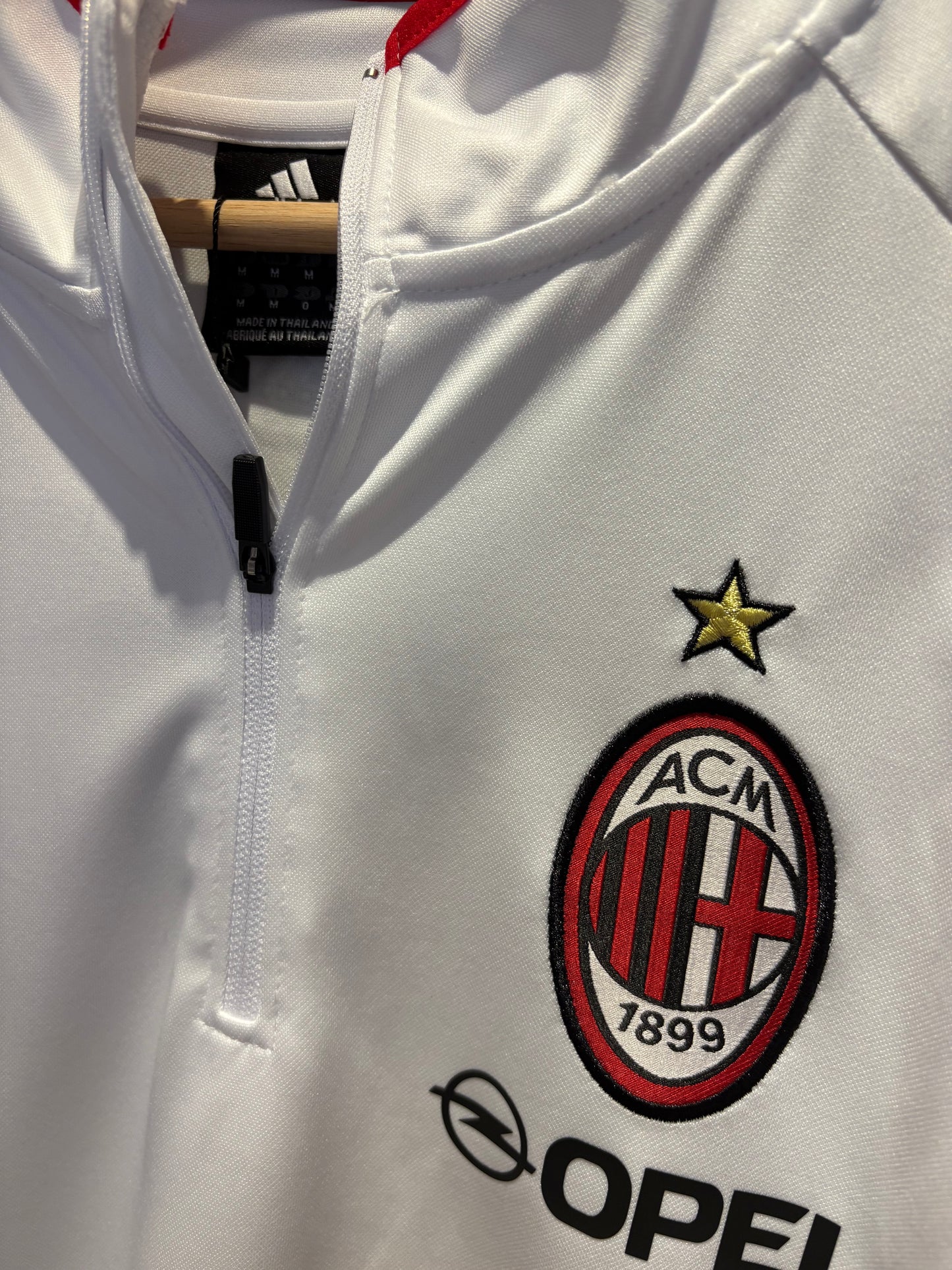 Vintage AC Milan 2005-06 white quarter zip training sweatshirt shirt.