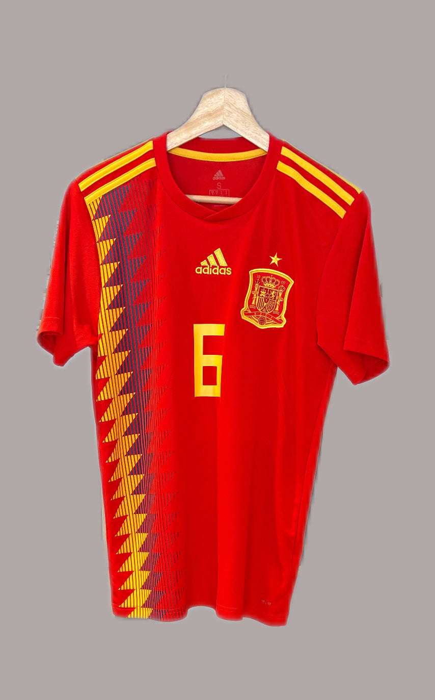 Authentic A.Iniesta #6 Spain 2018/19 Home Football Shirt