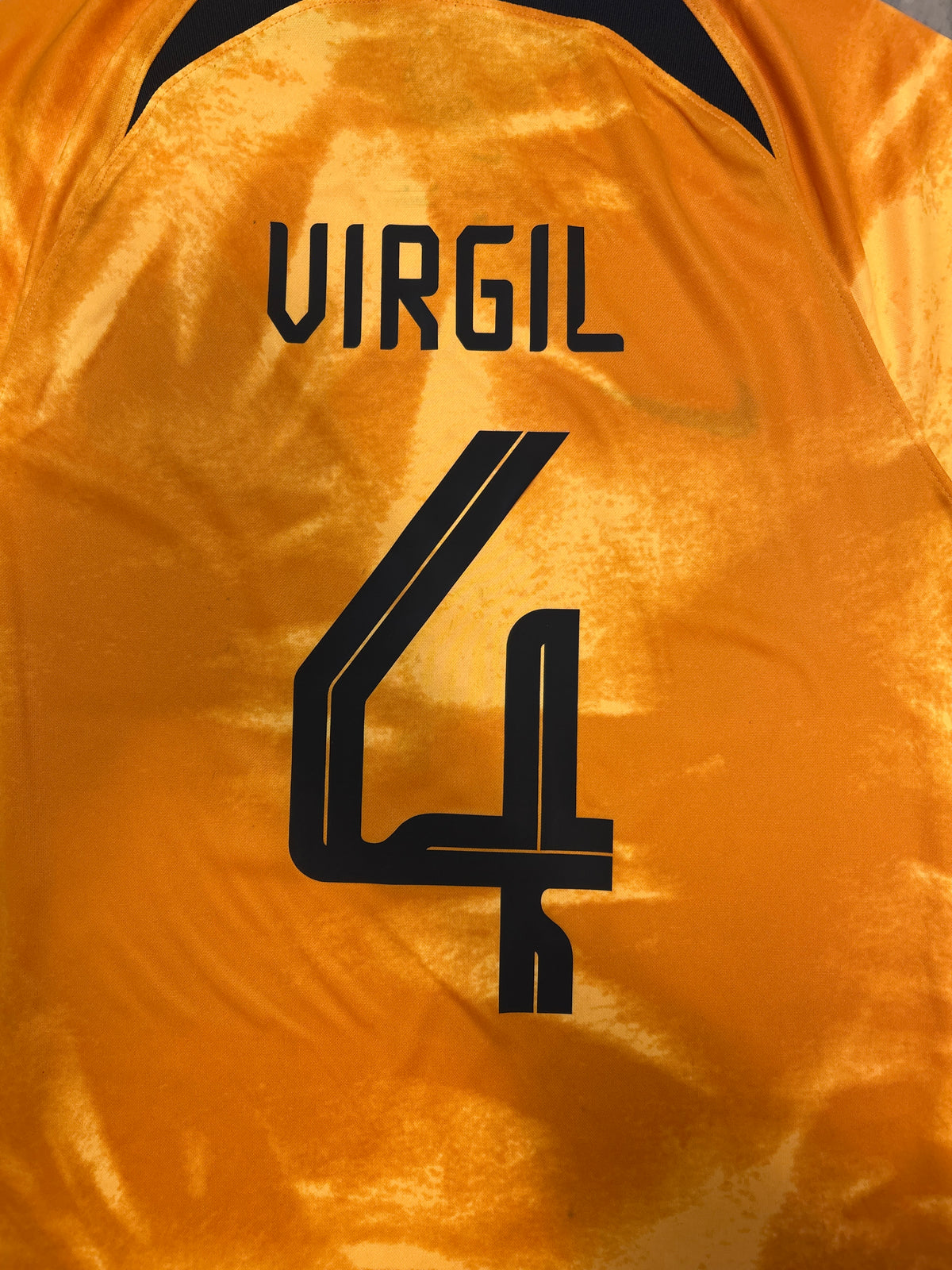 Authentic Virgil #4 Netherlands 2022-23 Home Football