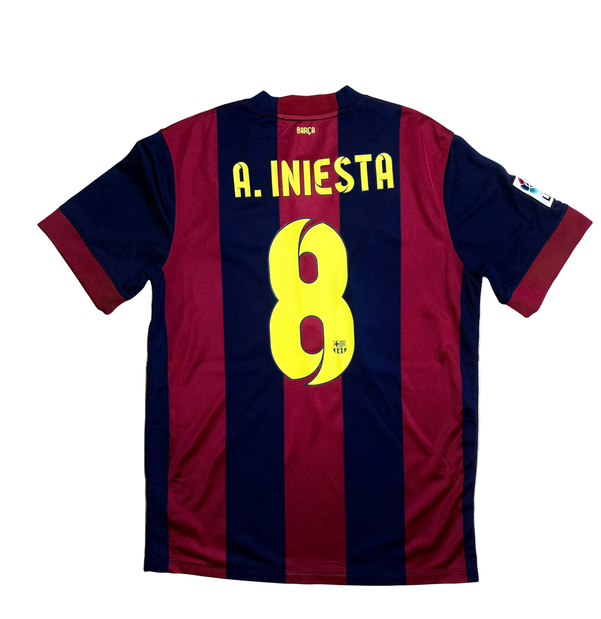 Authentic A. Iniesta #8 Barcelona 20013-2014 home Football