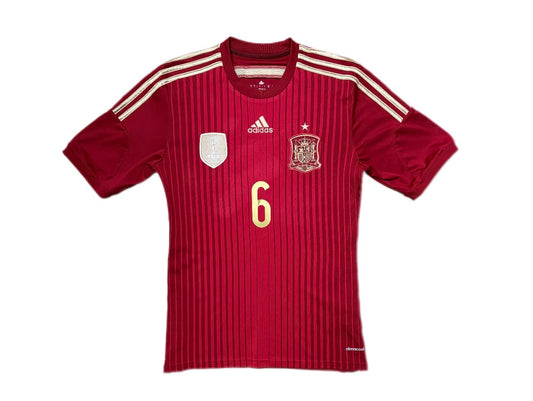 Authentic A.Aniesta #6 Spain 2014 World Cup home Football