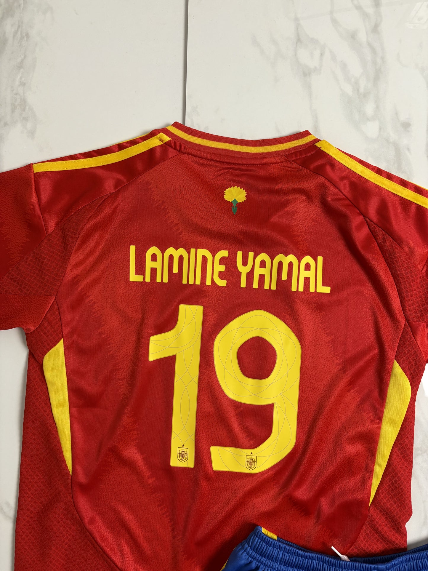 Vintage #19 Lamine Yamal Euro 2024 Spain Home Jersey + Shorts Youth Size 28