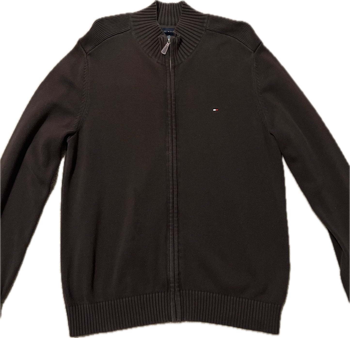 Vintage Tommy Hilfiger Full Zip Sweater Brown Men‰۪s L