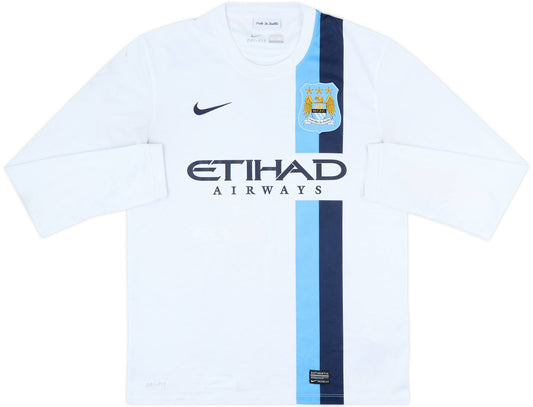 Authentic #42 Toure Yaya Manchester City 2013-14 Away Football L/S