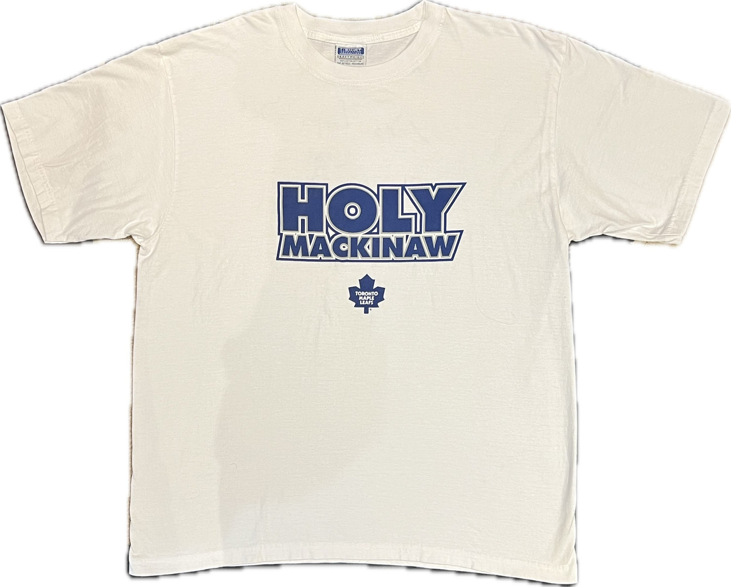 Vintage Signed Holy MackinLaw Toronto Maples Leafs White T-Shirt Men‰۪s XL