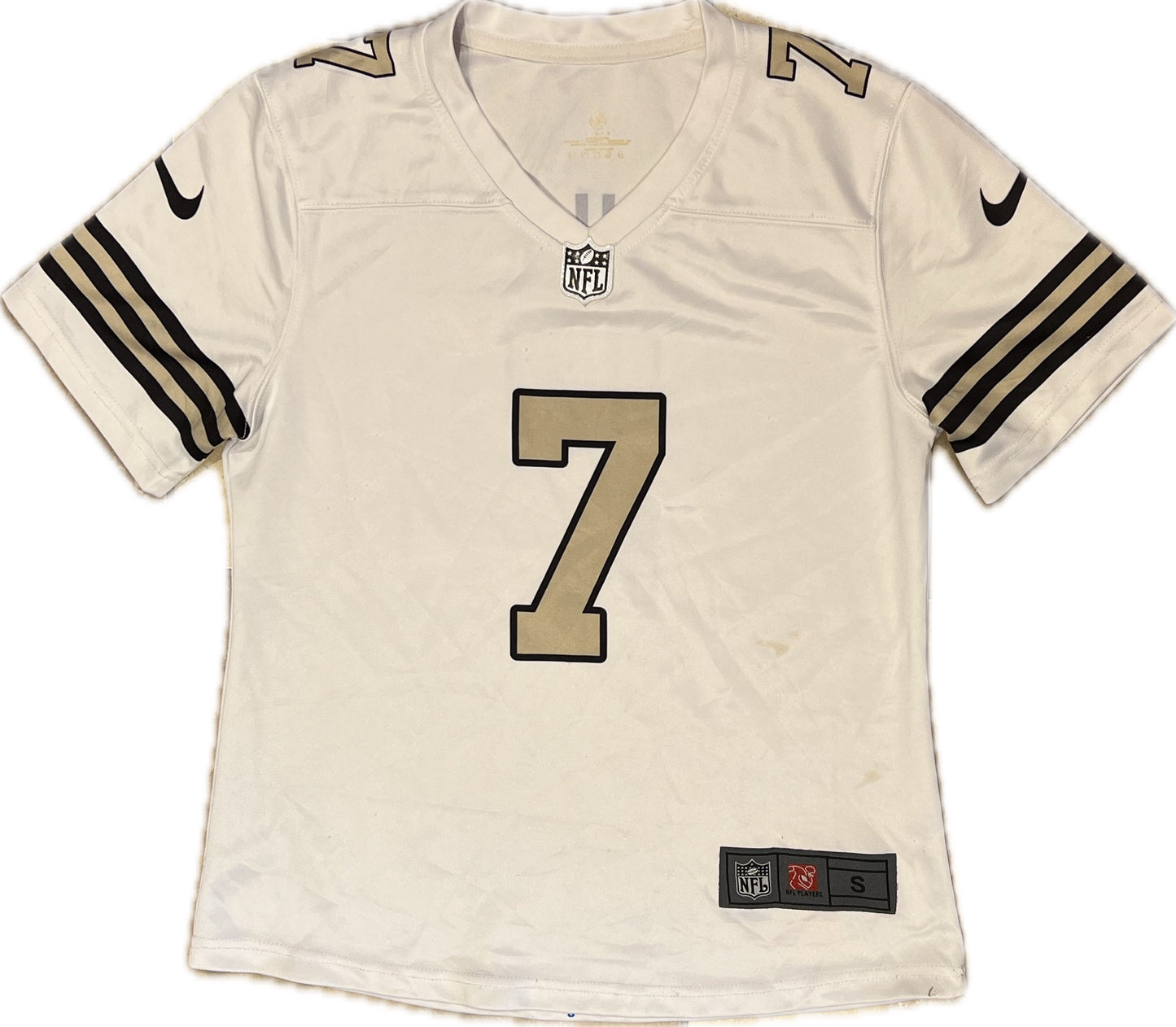Vintage Taysom Hill New Orleans Saints Football NFL Jersey White/Gold Youth L