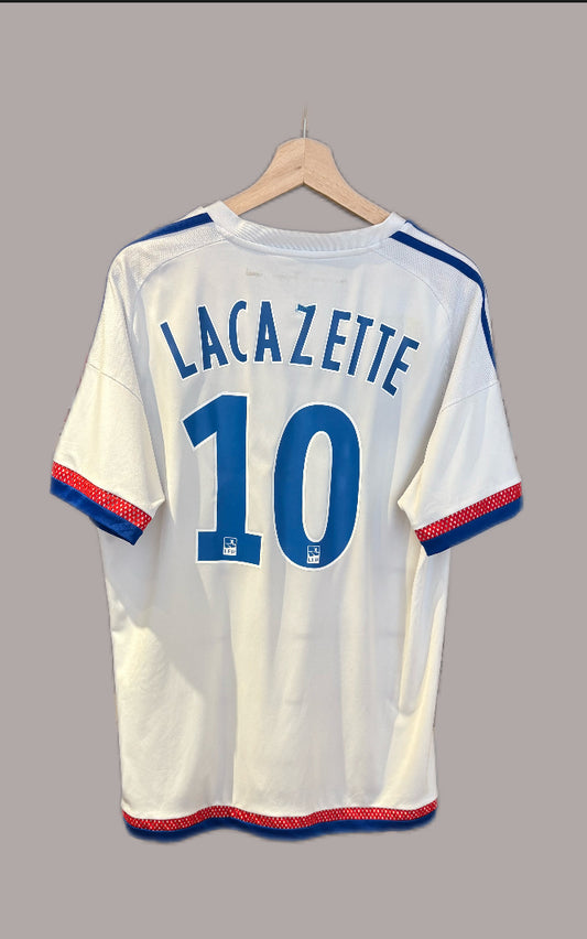 Authentic Lacazette #10 Olympique Lyon 2015-16 Home Football Shirt