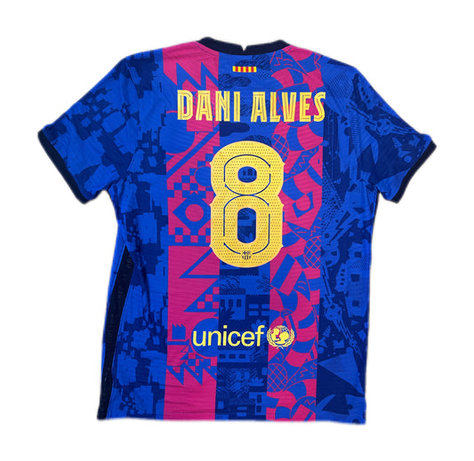 Authentic Dani Alves #8 Barcelona 2021-22 Third Football