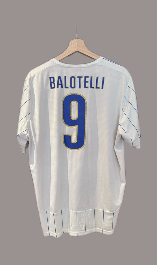 Authentic Balotelli #9 Italy 2014-15 Away Football T-Shirt