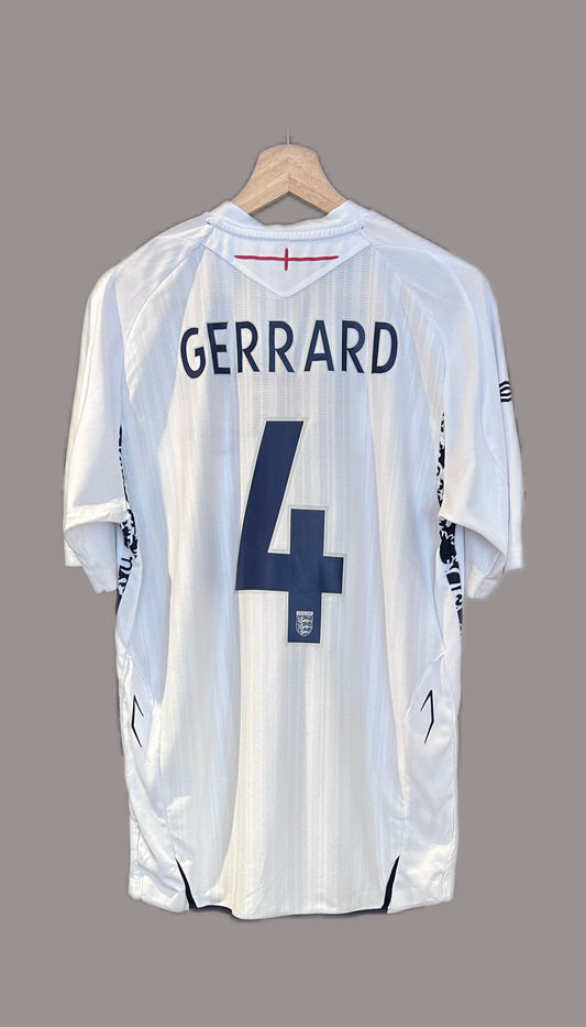 Vintage Gerrard #4 England Home 2007/09 Football T-Shirt