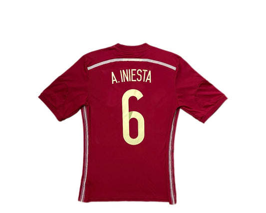 Authentic A.Aniesta #6 Spain 2014 World Cup home Football