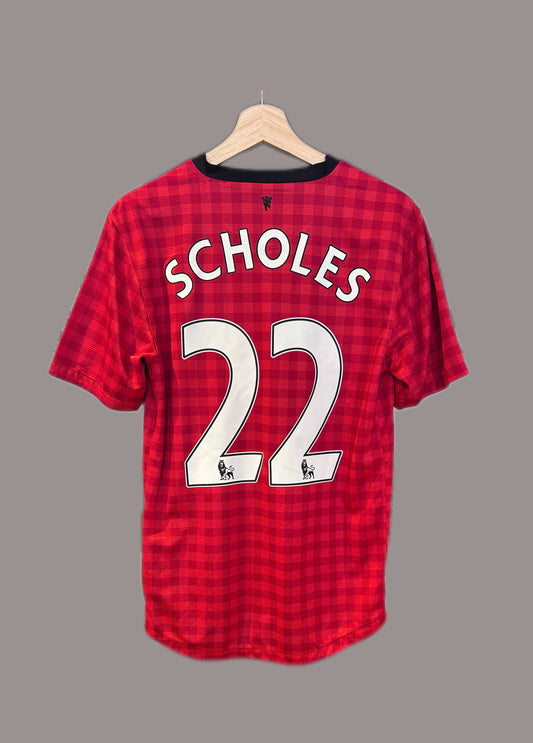 Authentic Scholes #22 Manchester United 2012/13 Home Football T-Shirt