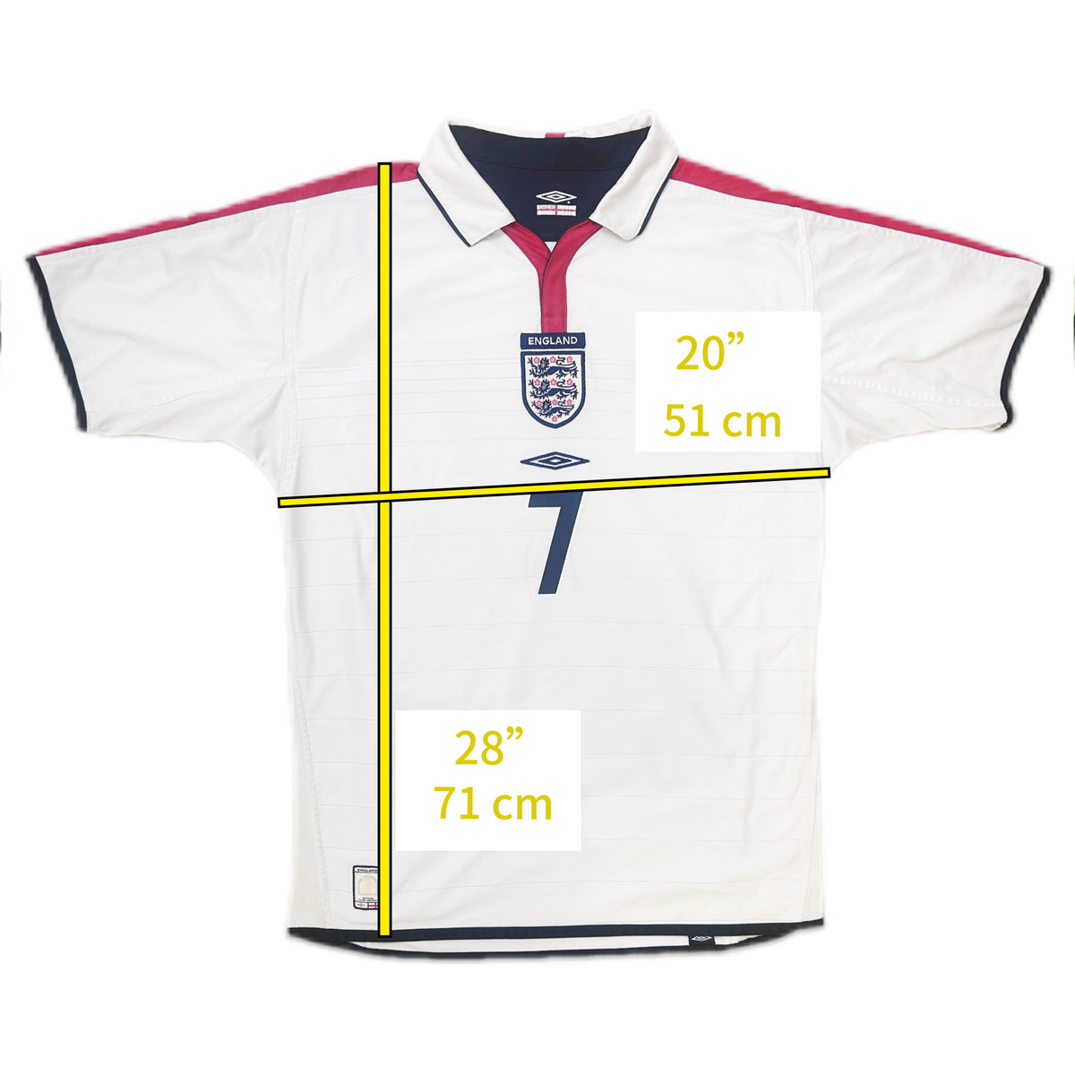 Authentic Beckham #7 England 2003-05 Home Football