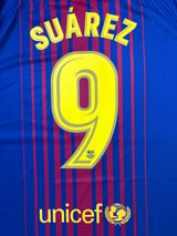 Authentic Suarez #9 FC Barcelona 2017-18 Home Football