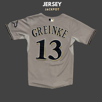 Vintage Greinke Milwaukee Brewers 2018 Grey Baseball Shirt