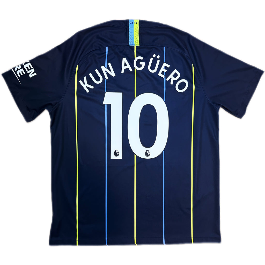Authentic Kun Aguero #10 Manchester City 2018-19 Away Football