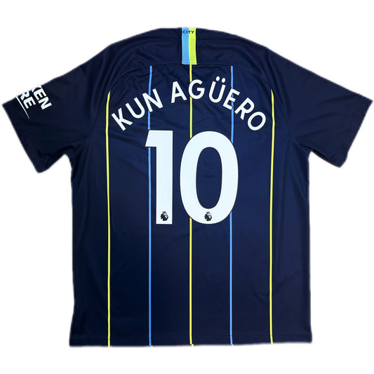 Authentic Kun Aguero #10 Manchester City 2018-19 Away Football