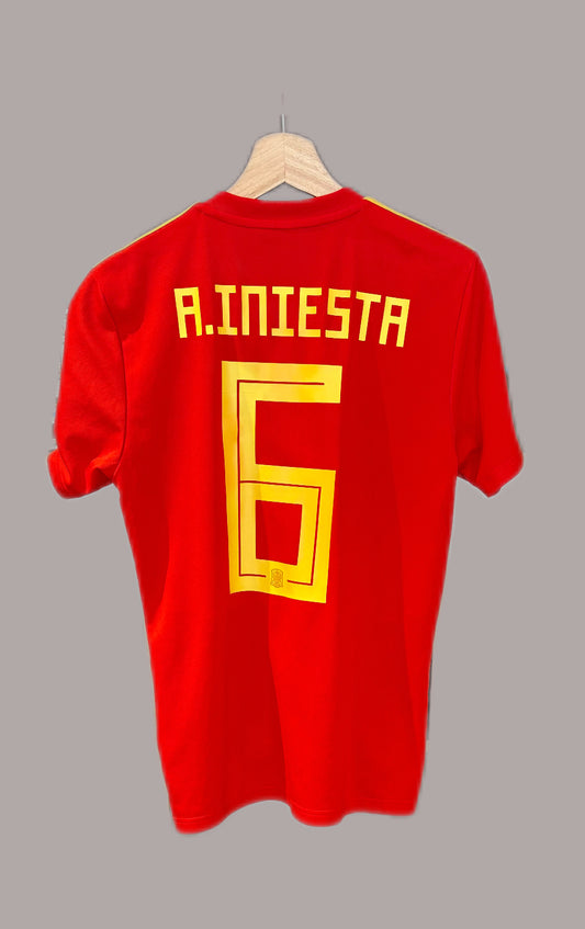 Authentic A.Iniesta #6 Spain 2018/19 Home Football Shirt