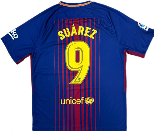 Authentic Suarez #9 FC Barcelona 2017-18 Home Football