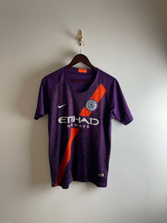 Vintage Manchester City 2018/19 Third Kit Football T-Shirt Purple Men‰۪s L