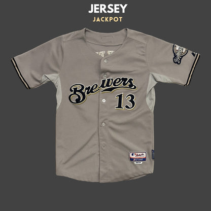 Vintage Greinke Milwaukee Brewers 2018 Grey Baseball Shirt