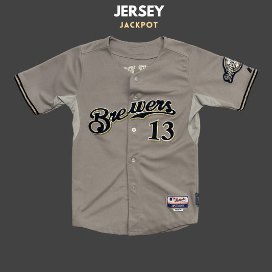 Vintage Greinke Milwaukee Brewers 2018 Grey Baseball Shirt