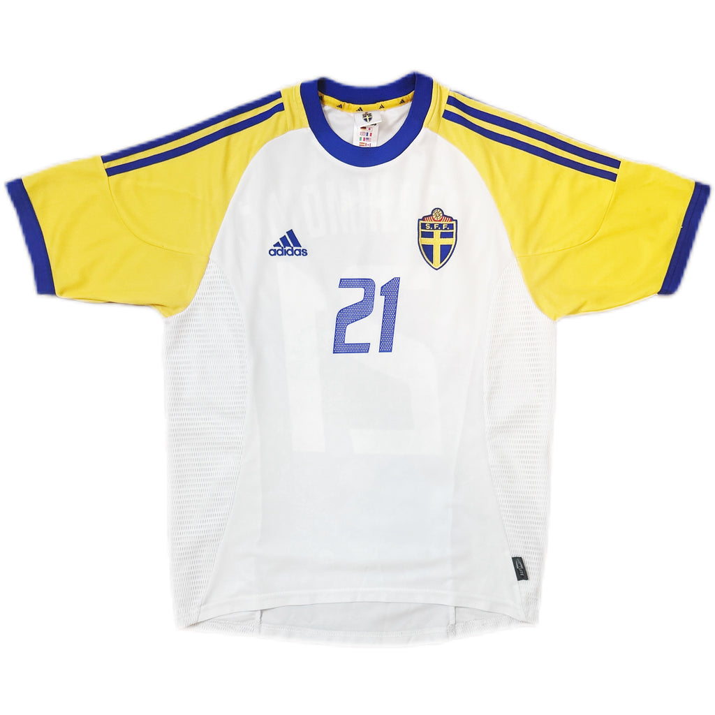 Authentique maillot Ibrahimovic #21 Suède 2002-03 extérieur football