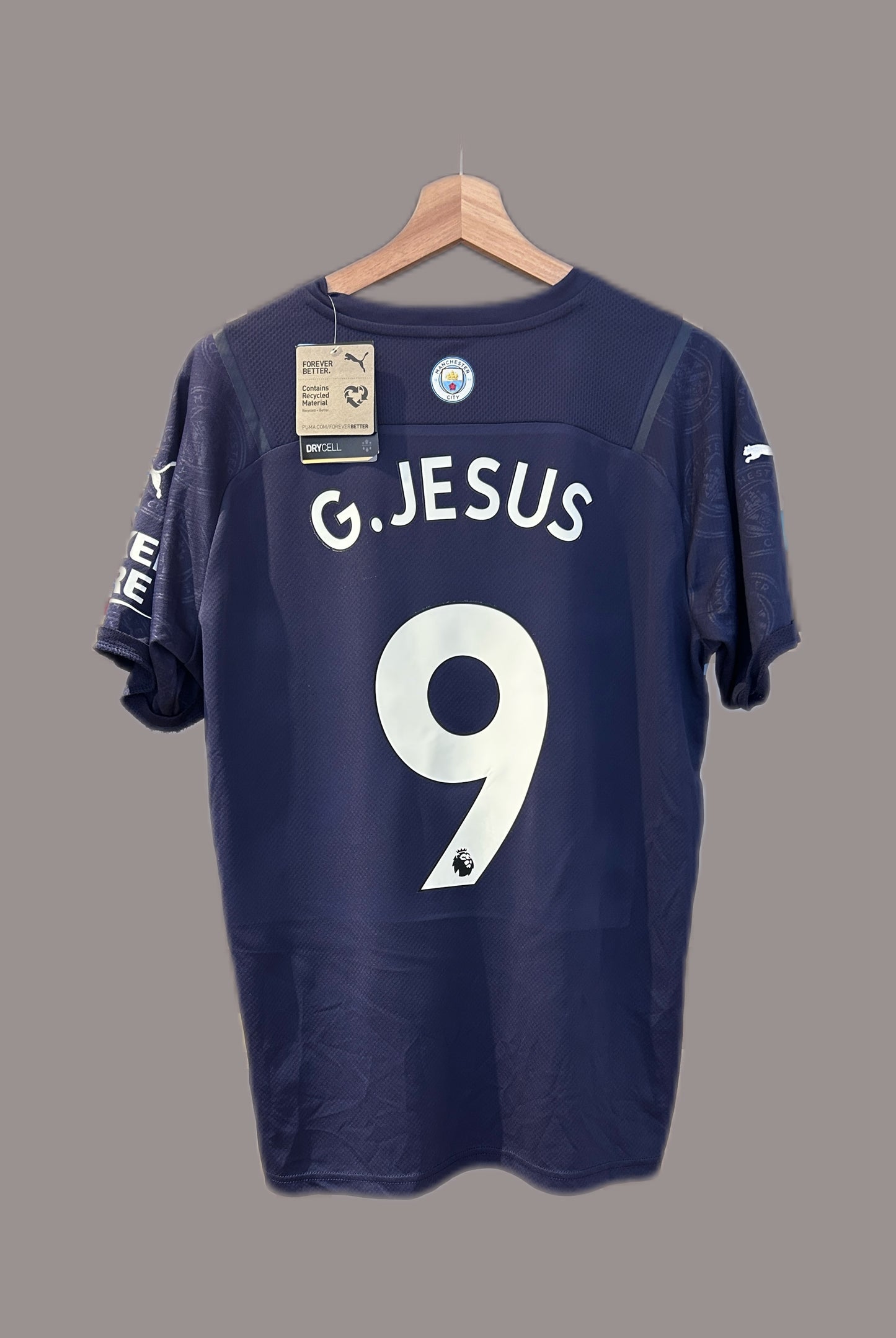 Authentic G. Jesus #9 Manchester City 2021-22 Third Football T-Shirt