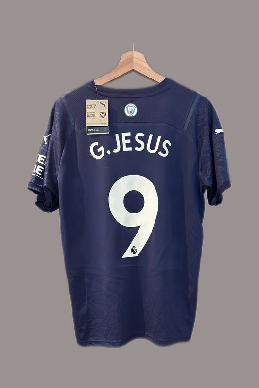Authentic G. Jesus #9 Manchester City 2021-22 Third Football T-Shirt