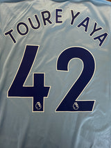 Authentic Toure Yaya #42 Manchester City 2013-14 Home Football
