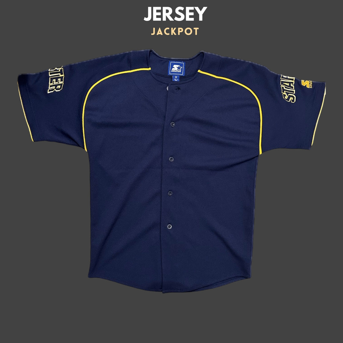 Vintage Plain Baseball Shirt Navy/Yellow Men‰۪s M