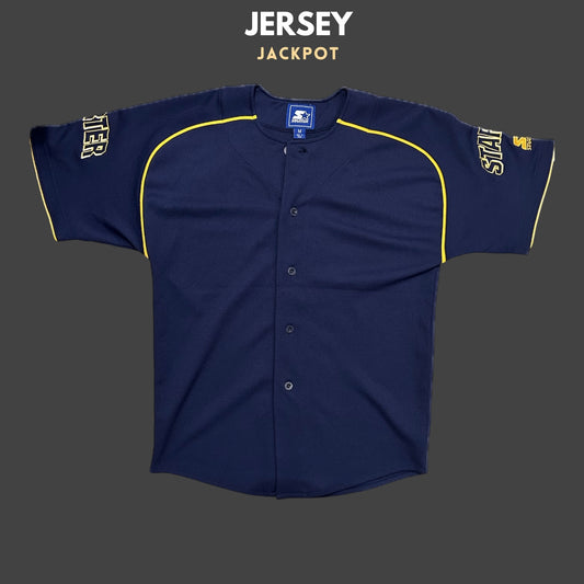 Vintage Plain Baseball Shirt Navy/Yellow Men‰۪s M