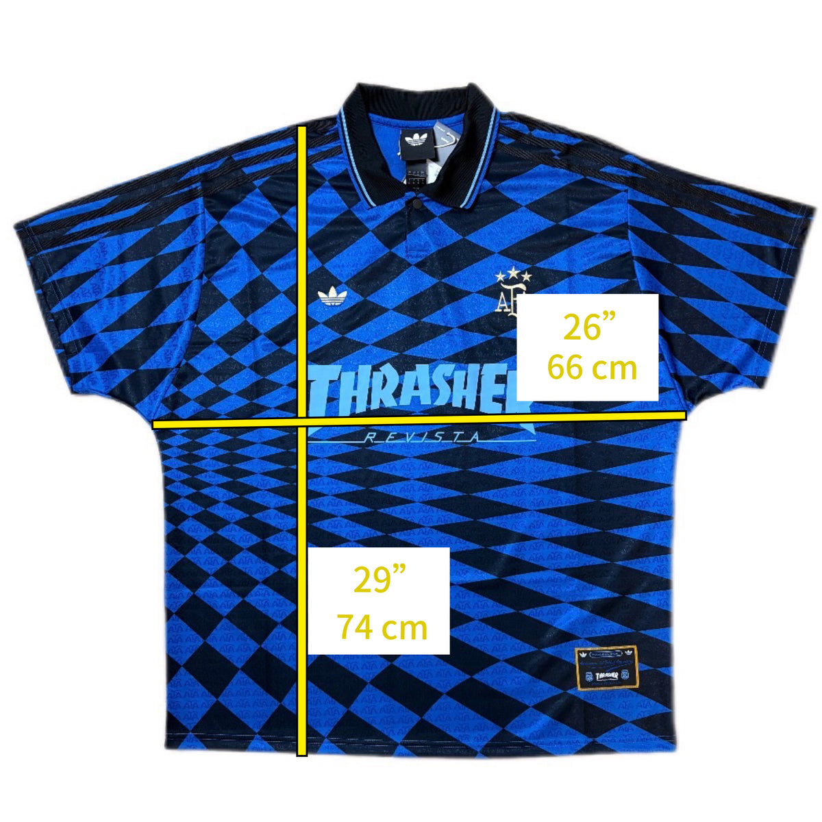 Authentique maillot de football Argentine x Thrasher, neuf avec étiquettes
