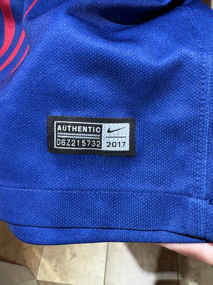 Vintage #9 Suarez FC Barcelona 2017/18 home Football jersey.