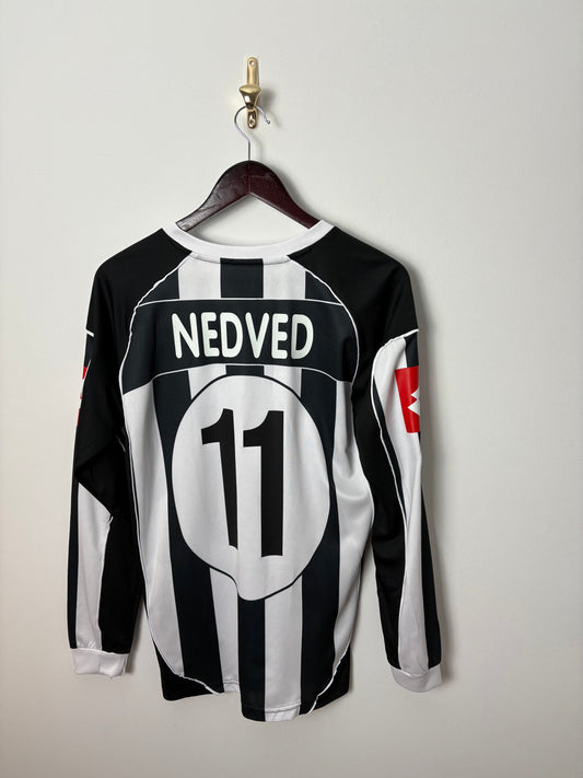Vintage # 11 Pavel Nedvěd 2002/2003 Juventus Long Sleeve Home Football Jersey