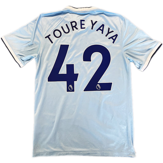 Authentic Toure Yaya #42 Manchester City 2013-14 Home Football