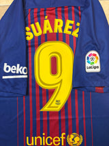 Authentic Suarez #9 FC Barcelona 2017-18 Home Football