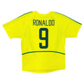 Authentique maillot domicile de l'équipe du Brésil, saison 2002-2004, floqué Ronaldo #9