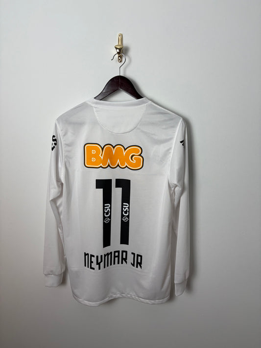 Vintage #11 Neymar Jr Santos 2012/13 FC White Long Sleeve Football Jersey