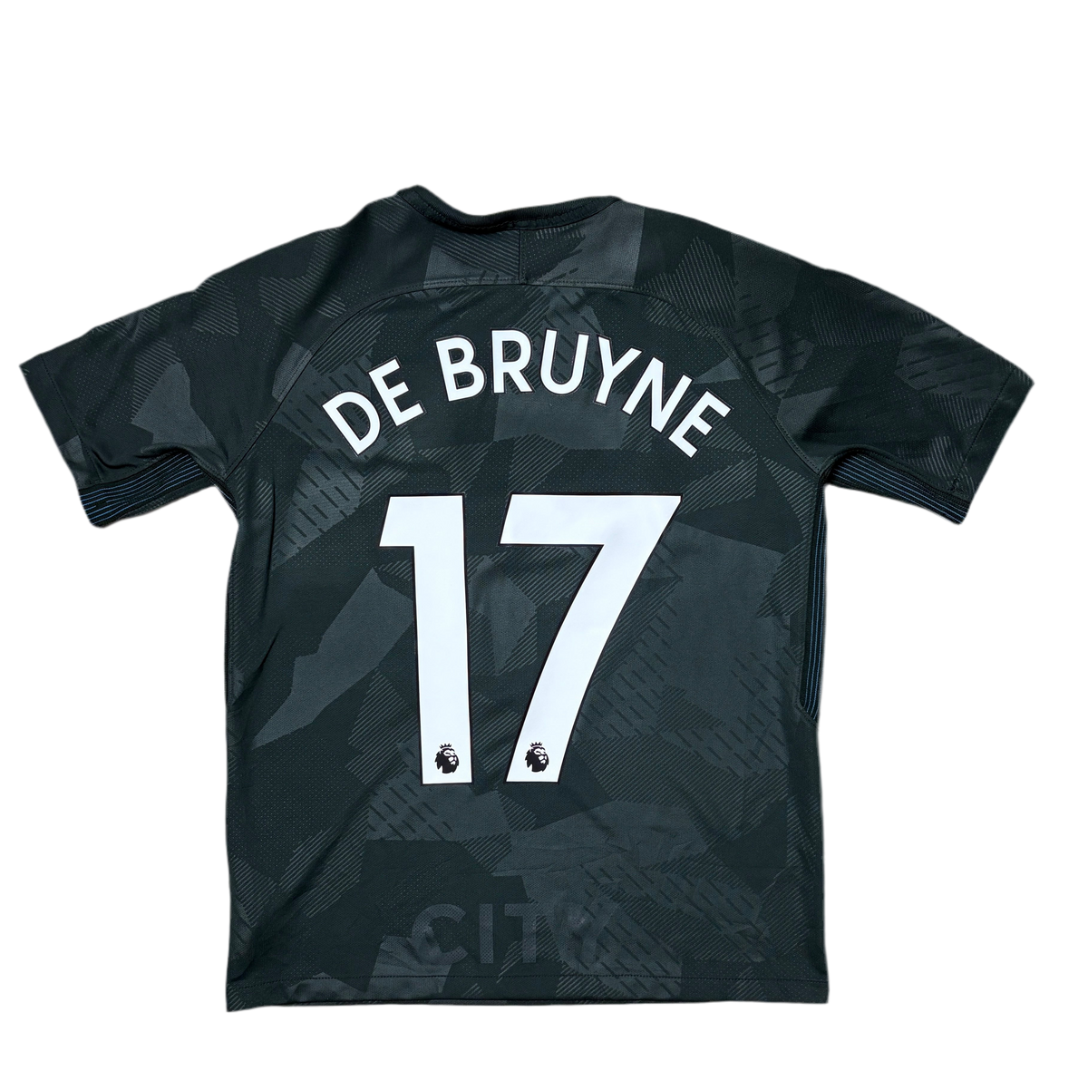 Authentic #17 De Bruyne Manchester City 2017-18 Third Football
